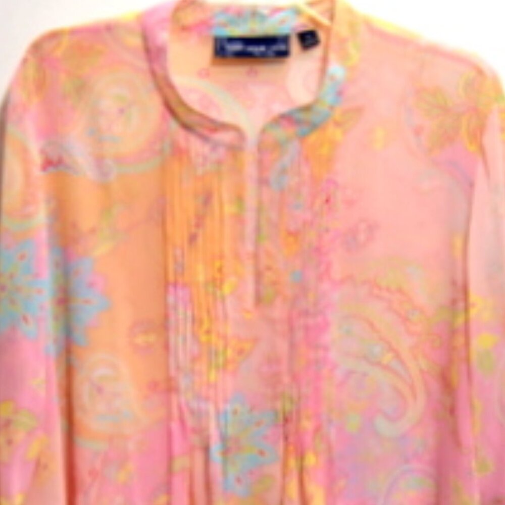 Susan Graver Women's Multicolor Paisley Print Sheer Long Sleeve Top - Size: 1X - Picture 4 of 10